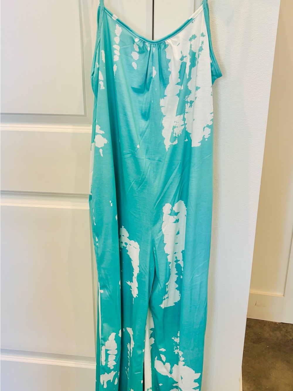 Women’s Aqua & White Tie-Dye Jumpsuit